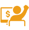 Icon illustration of a user looking at a computer