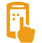 Icon illustration of a smartphone and hand